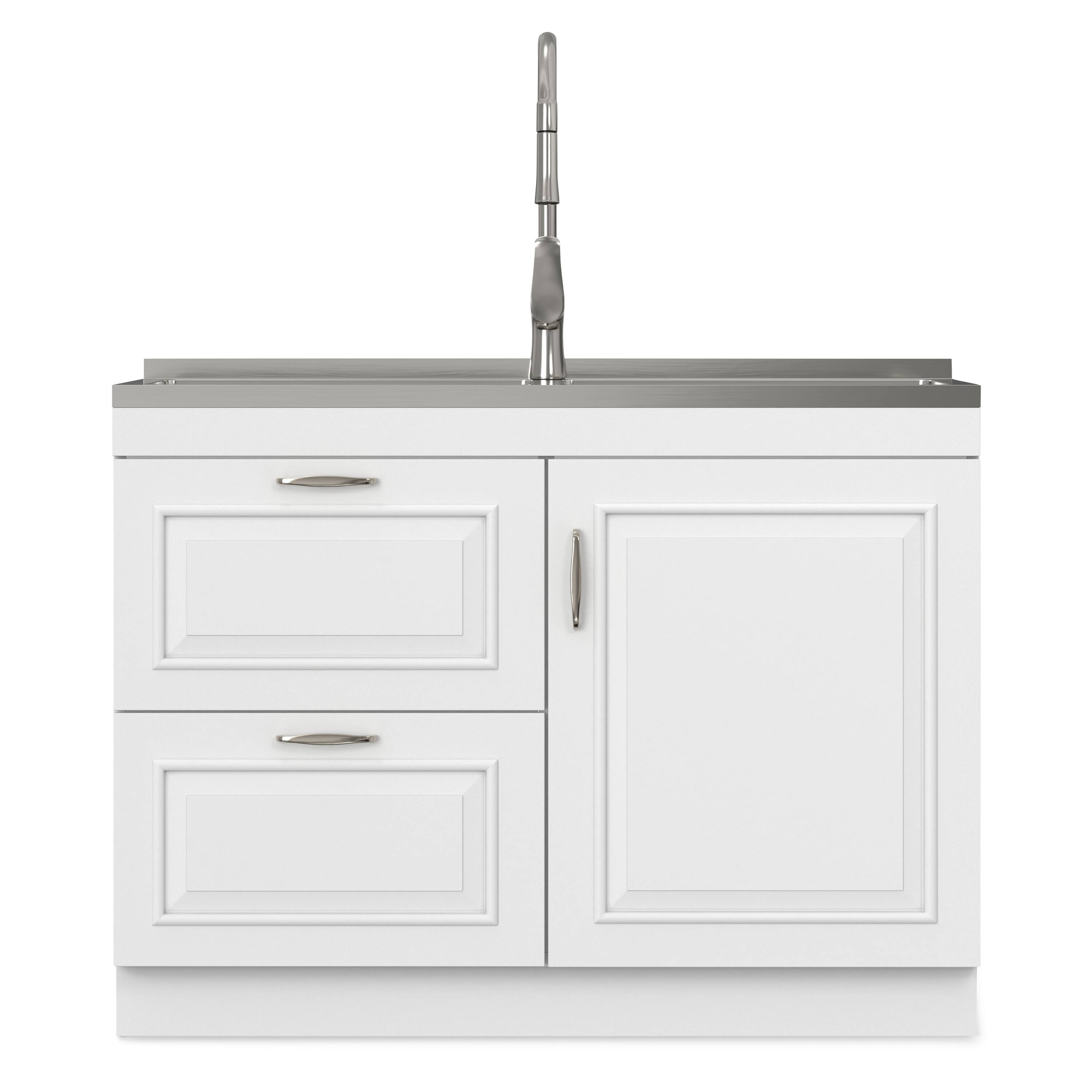 Left. Simpli Home - Darwin All-In-One 46-inch Laundry Utility Sink and Cabinet - Pure White.