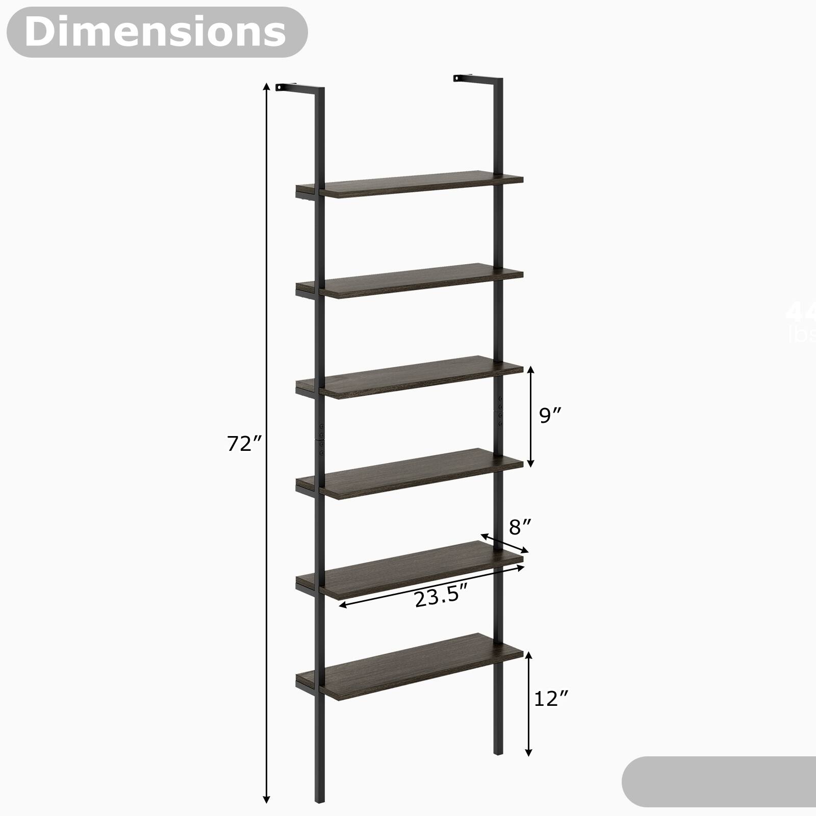 Dimensions: 72", 9", 8", 23.5", 12"