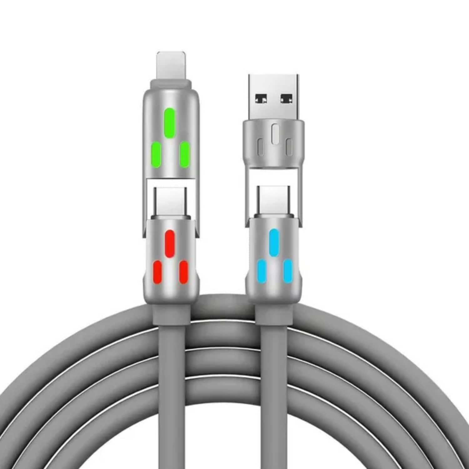 Stock Preferred - 4-in-1 Fast USB Charging Data Cable 5ft - Grey