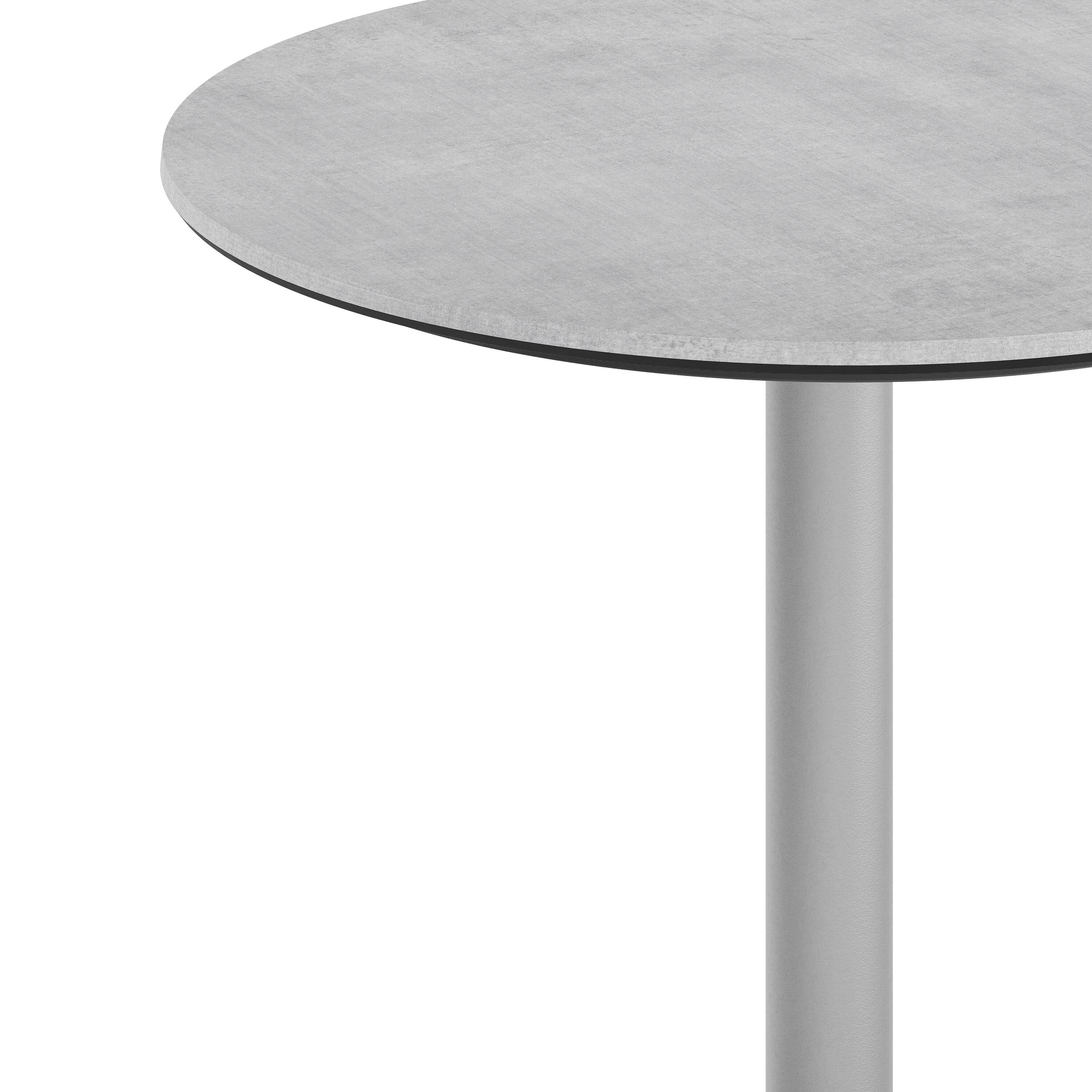 Alt View 9. Emma + Oliver - PureShield Indoor Outdoor Tabletop with Seam-Free Surface Innovation and Cast Iron Bistro Table Base - Gray Faux Concrete/Silver Base.