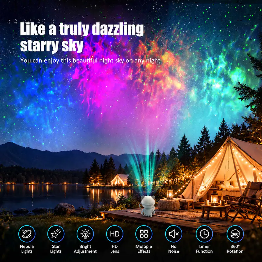 Projector Back Controls Rossetta Astronaut Galaxy Star Projector Night Light with Bluetooth ...