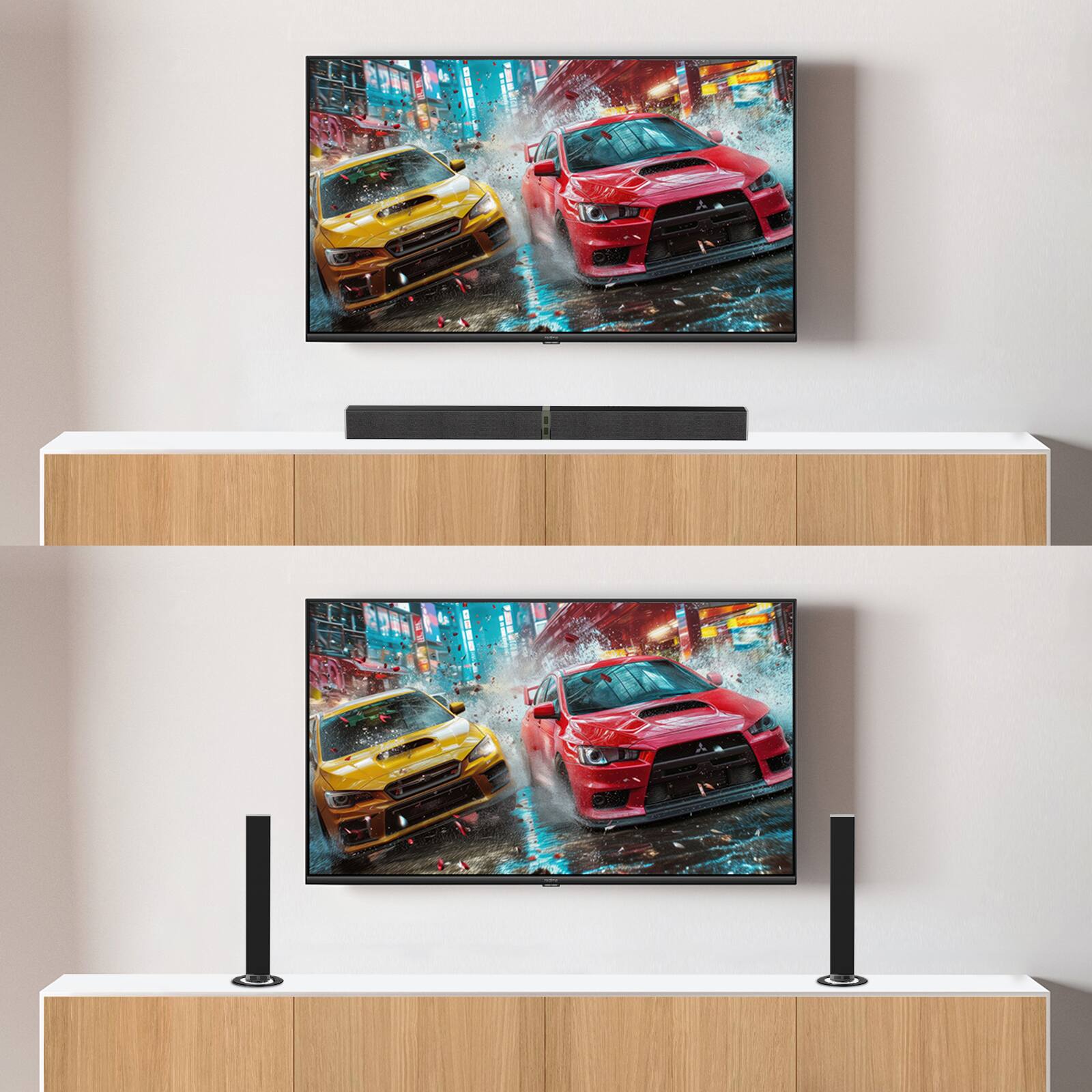 Alt View 5. COWIN - Bluetooth Soundbar 80W Wireless TV Soundbars 32inch Split 2 in 1 Detachable Sound Bar for Smart TV - black.