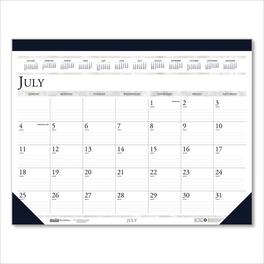 House of Doolittle - Recycled Academic Desk Pad Calendar 18.5 x 13 White Blue Sheets Blue Binding Corners 14 Month July 2025 to Aug 2026