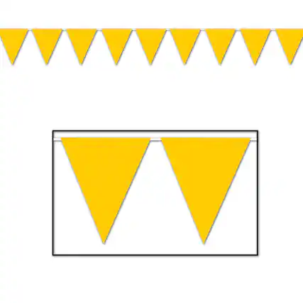 Front. The Beistle Company - Golden-Yellow Pennant Banner (Pack of 12) - Yellow.