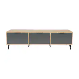 CorLiving - Cole Collection TV Stand with Enclosed Cabinets for Most TVs up to 85" - Light Wood