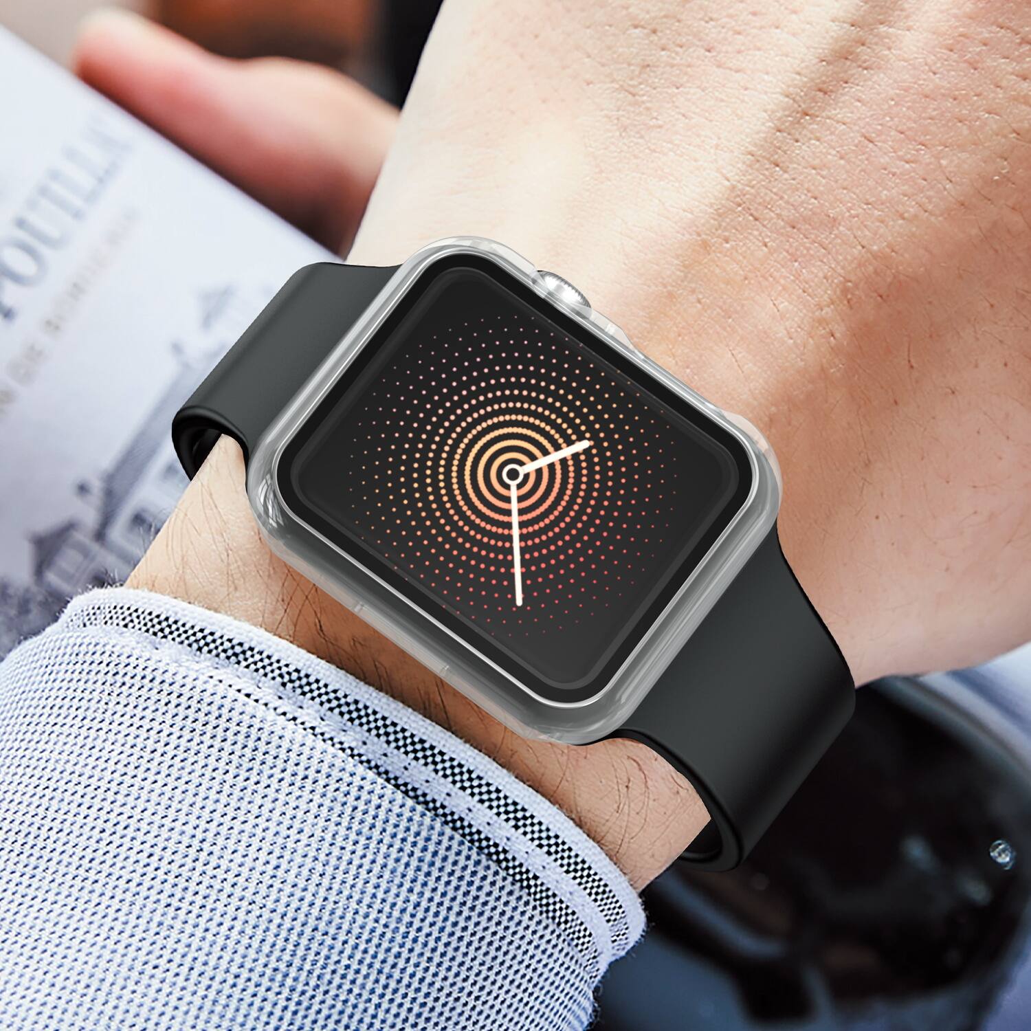 Alt View 4. Mybat - MyBat Case with Tempered Glass Screen Protector for Apple Watch Series 7 / Series 8 / Series 9 - 41mm / Transparent - Transparent.