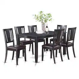 East West Furniture - 7 PC Kitchenroom set-Dining Table and 6 Kitchen Chairs - Black