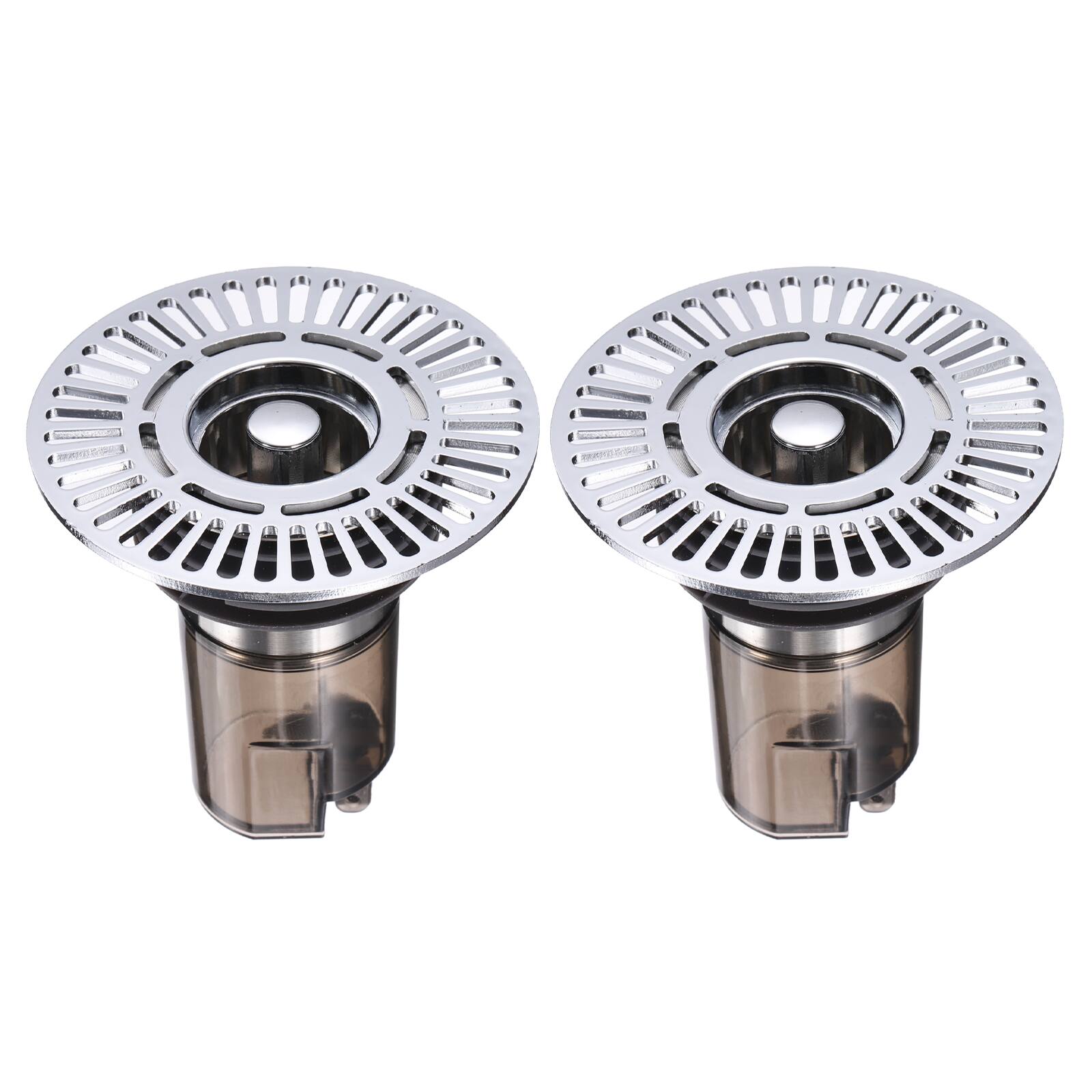 Front. Unique Bargains - 2pcs Extended Anti Odor Shower Floor Drain, 2.6" H Drain Backflow Preventer w/ Hair Catcher for Bathroom Laundry Kitchen - Gray.