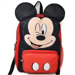 Disney - Mickey 3D Red and Black Nylon Kids 16" School Backpack for Girls and Boys ages 3+ - Assorted Pre-Pack