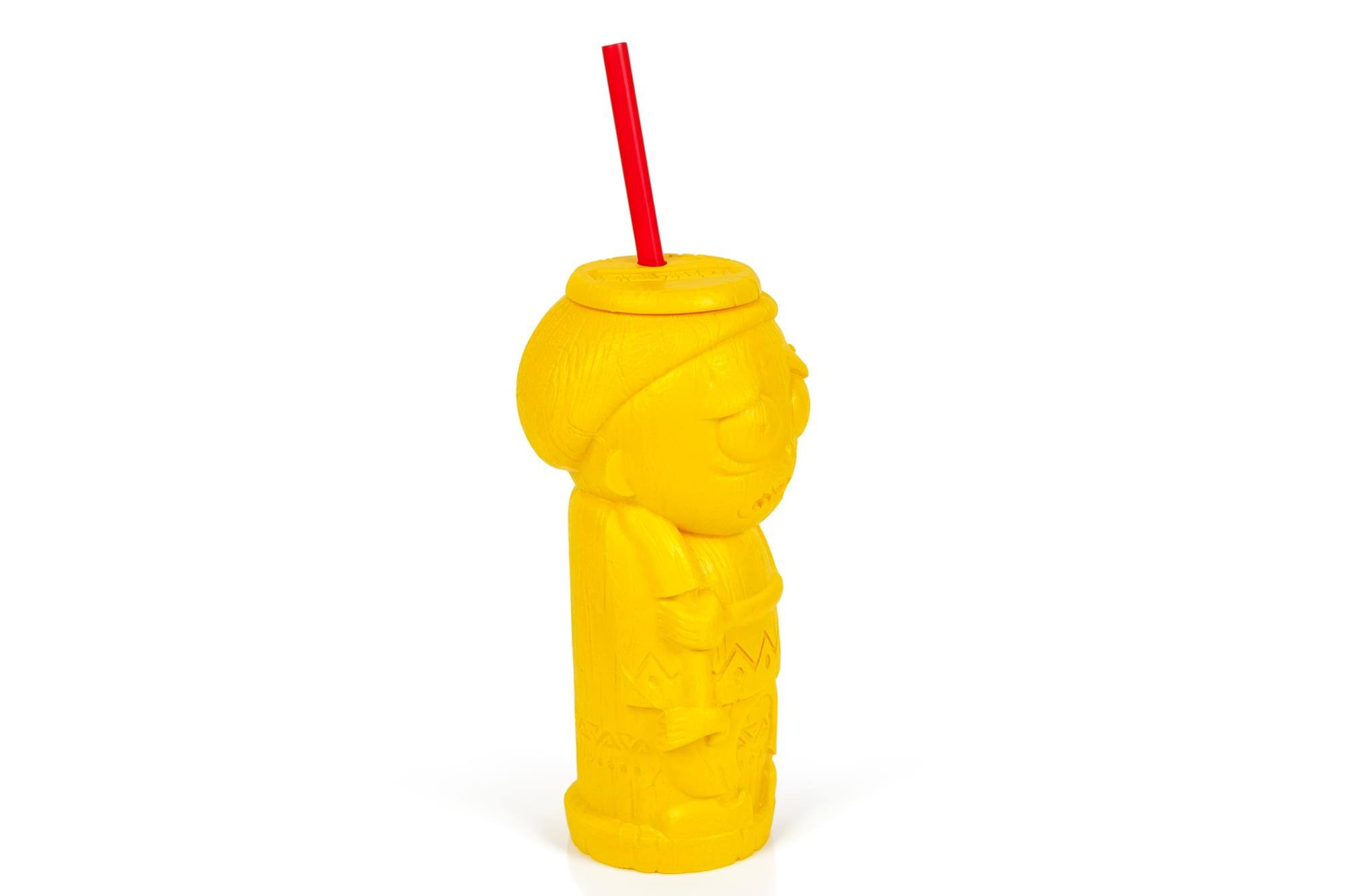 Alt View 1. ThinkGeek - Geeki Tikis Rick and Morty Plastic Tumbler | Morty | Holds 21 Ounces - Yellow.