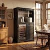 Front. Famapy - Bar Cabinet with 85L Wine Fridge, Holds 34 Bottles, Freestanding Liquor Cabinet with Glass Rack, Drawer & Storage - Black.