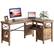 Angle. Bestier - Farmhouse L-Shaped Computer Desk with Storage Cabinet and Bookshelf - 60" Wide - Brown.
