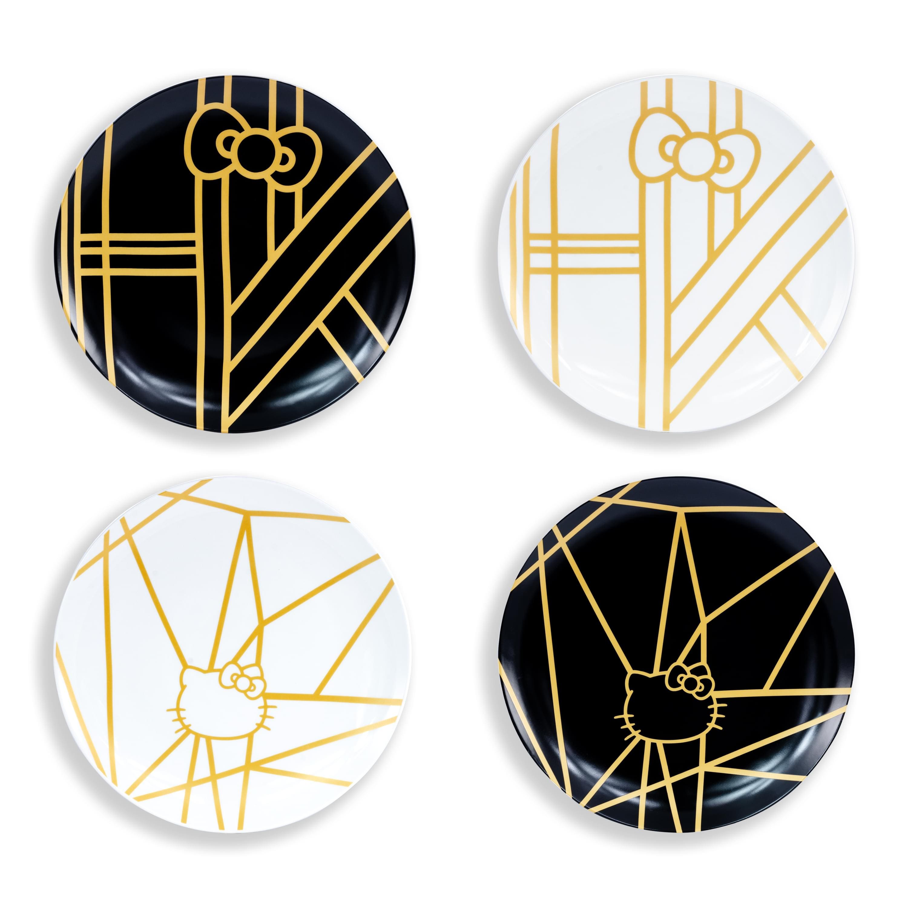 Hello Kitty - Panache Black & Gold 4 Piece Side Plate Set - Black/Gold