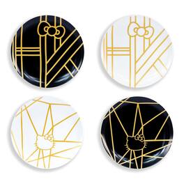 Hello Kitty - Panache Black & Gold 4 Piece Side Plate Set - Black/Gold