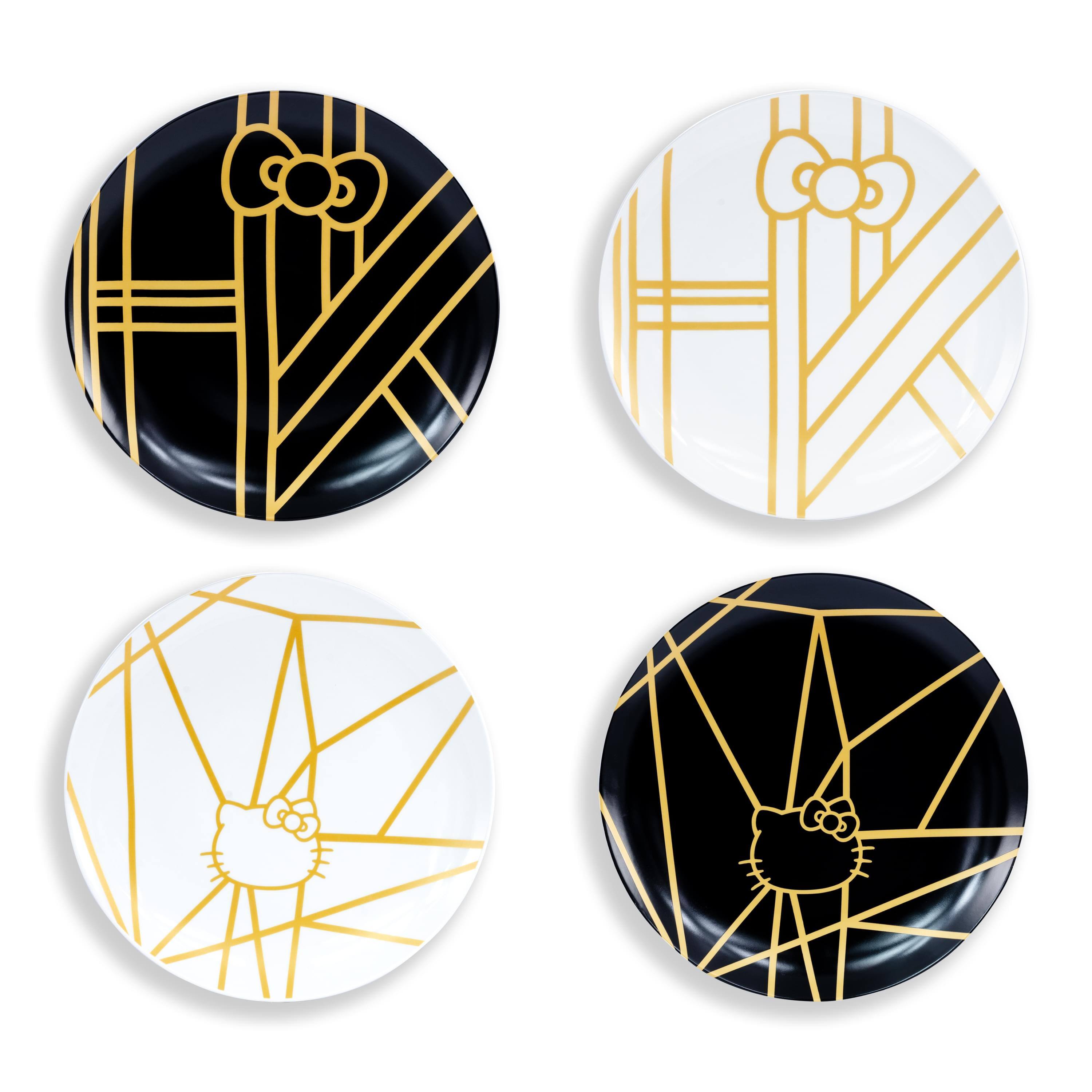 Front. Hello Kitty - Hello Kitty Panache Black & Gold 4 Piece Side Plate Set - Black/Gold.