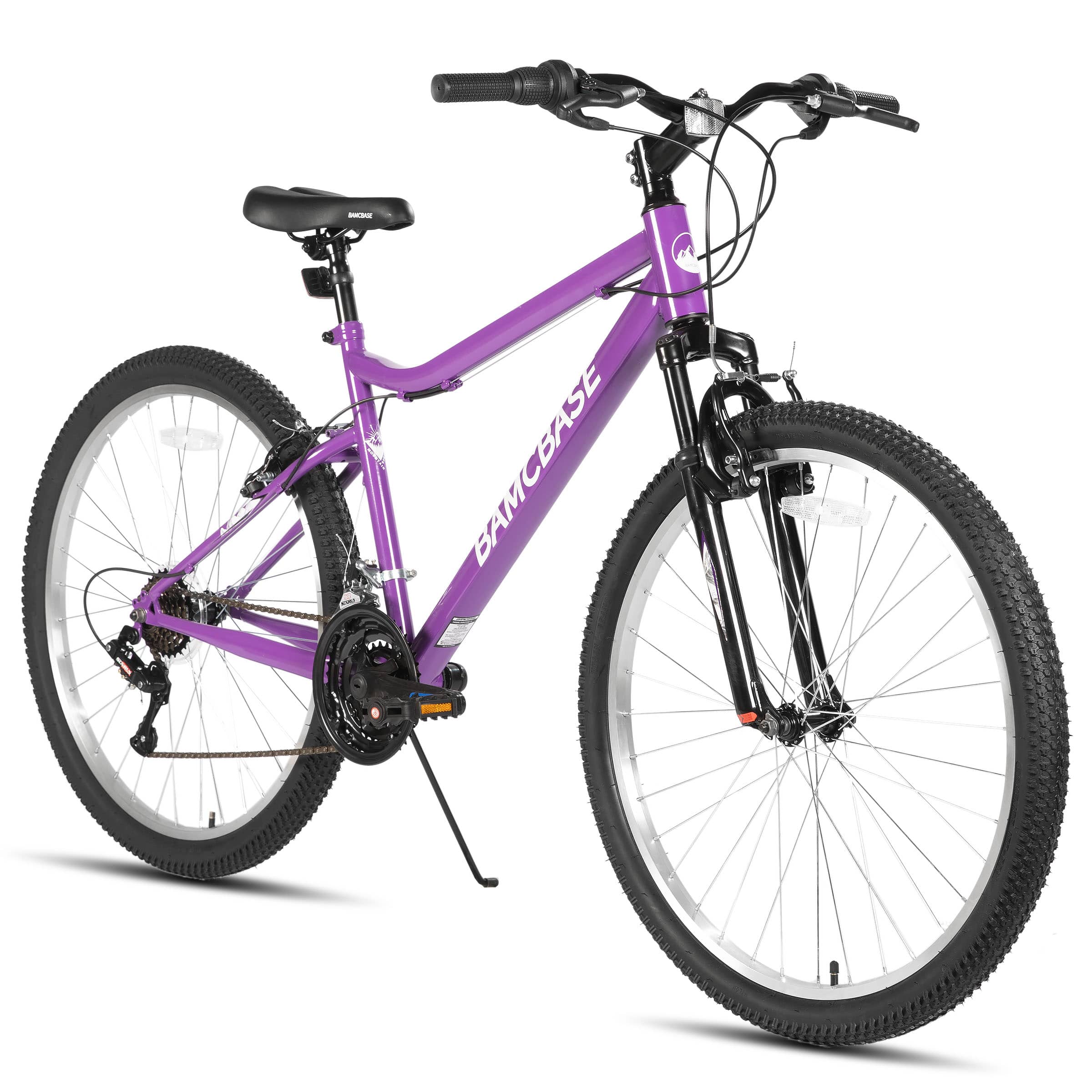 HILAND - BAMCBASE Lilac 26 inches Mountain Bike for Women, 18-Speed High-Tensile Steel Frame, Suspension Fork - purple