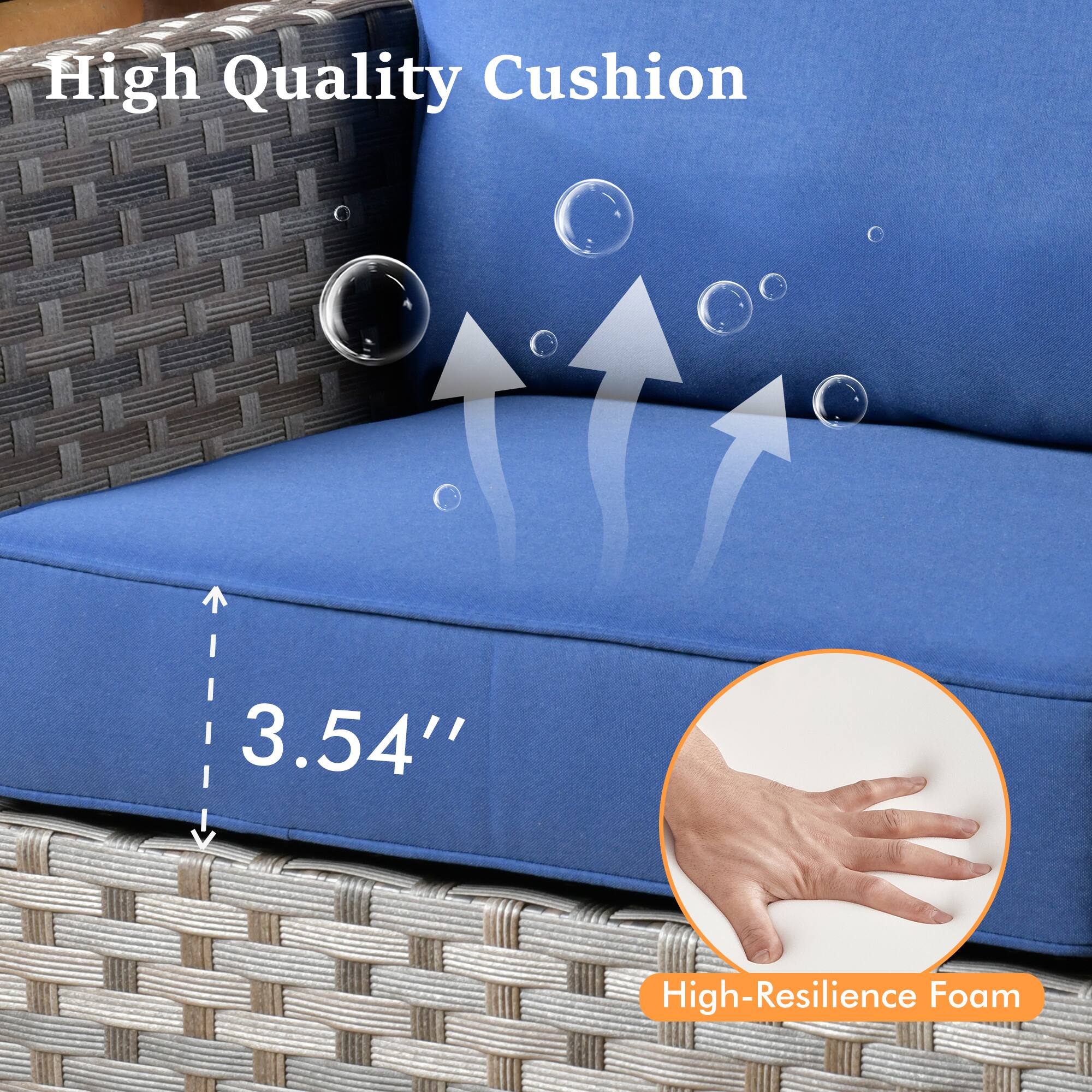 High Quality Cushion  
3.54" High-Resilience Foam