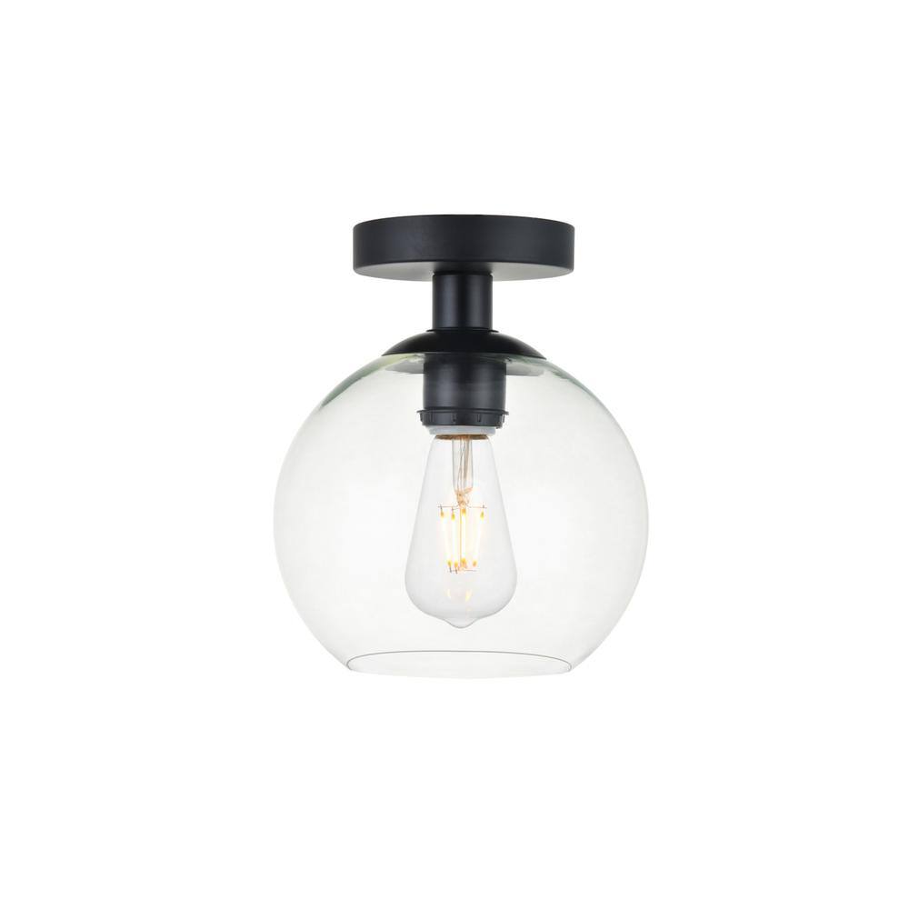 Alt View 3. Living District - Baxter 1 Light Black Flush Mount With Clear Glass - Black And Clear.
