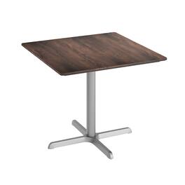 Emma + Oliver - PureShield Indoor Outdoor Tabletop with Seam-Free Surface Innovation and Cast Iron Bistro Table Base - Dark Brown/Silver Base