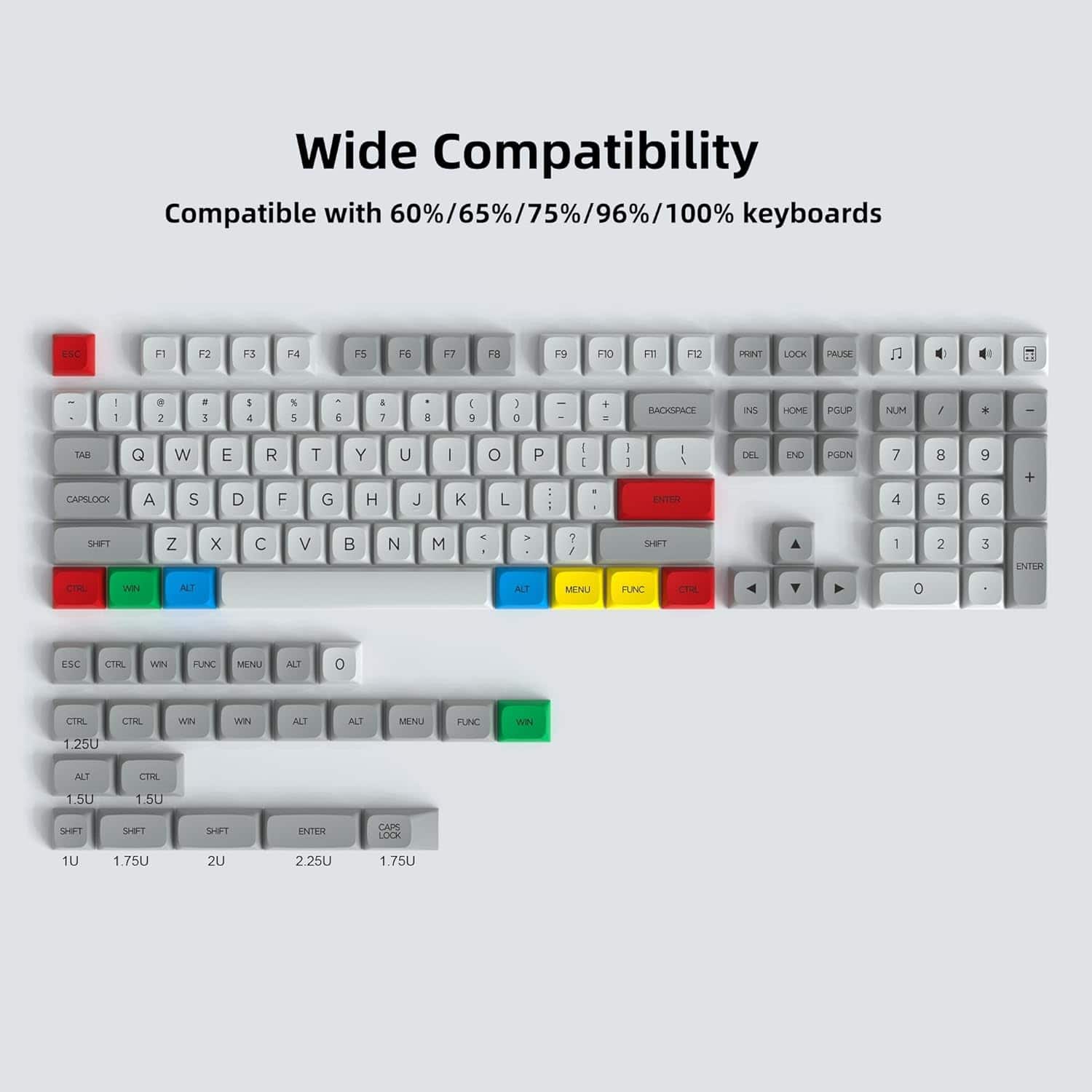 Womier - PBT Keycaps,XDA Profile Dye-Sublimation Keycaps Set Custom Key caps for Cherry Gateron MX Switch Mechanical Keyboard - Light Grey-140 Keys price history on PriceWatchPro