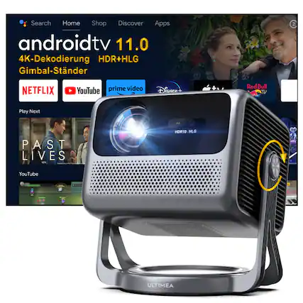 androidtv 11.0
4K-Dekodierung HDR+HLG
Gimbal-Ständer
NETFLIX
YouTube
prime video
Disney+
Red Bull TV
Play Next
PAST LIVES
YouTube
HDR10 HLG
ULTIMEA