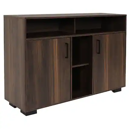 Front. Sunnydaze - 48.5" Anthony Sideboard Storage Buffet Cabinet with Shelves - Coffee Brown.