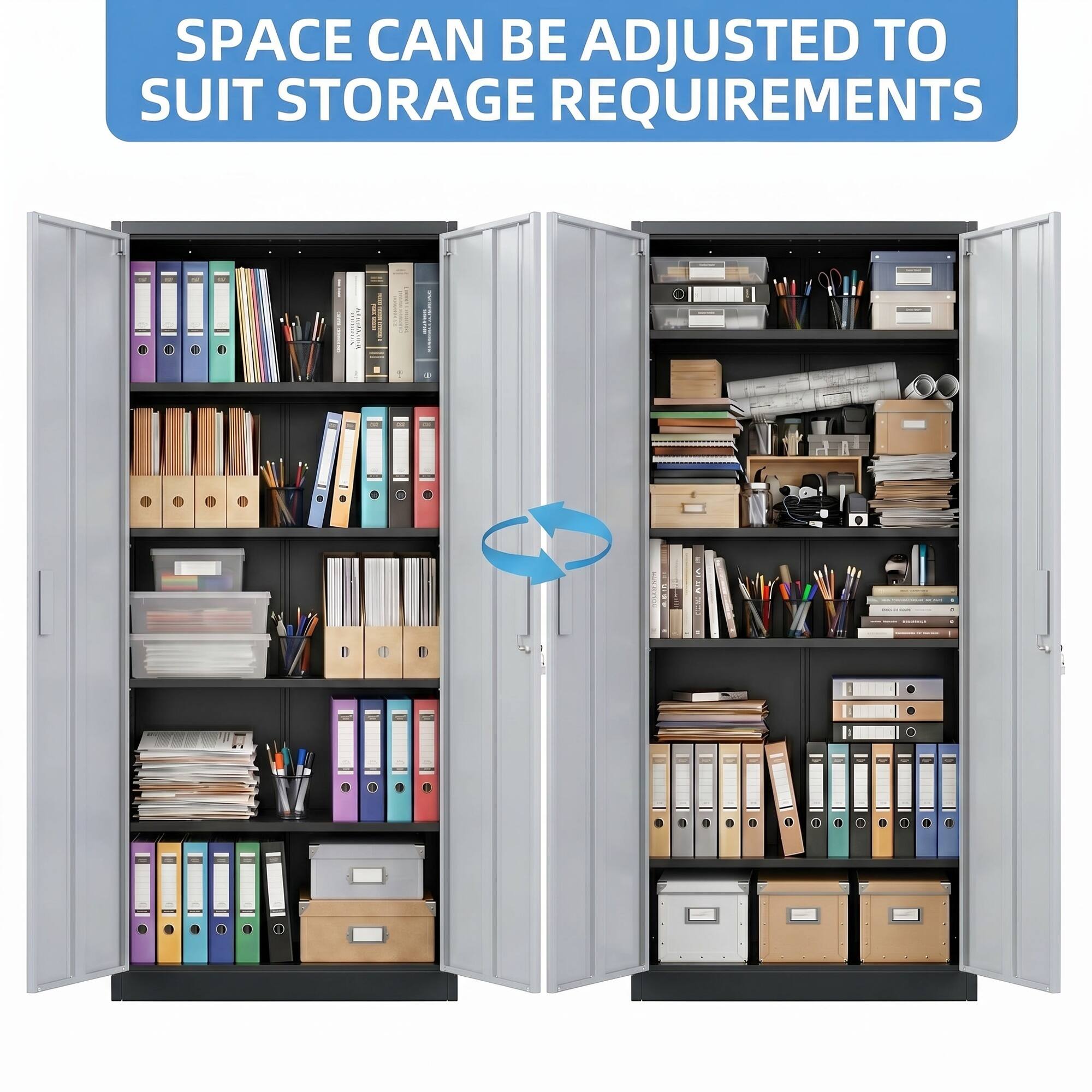 SPACE CAN BE ADJUSTED TO SUIT STORAGE REQUIREMENTS