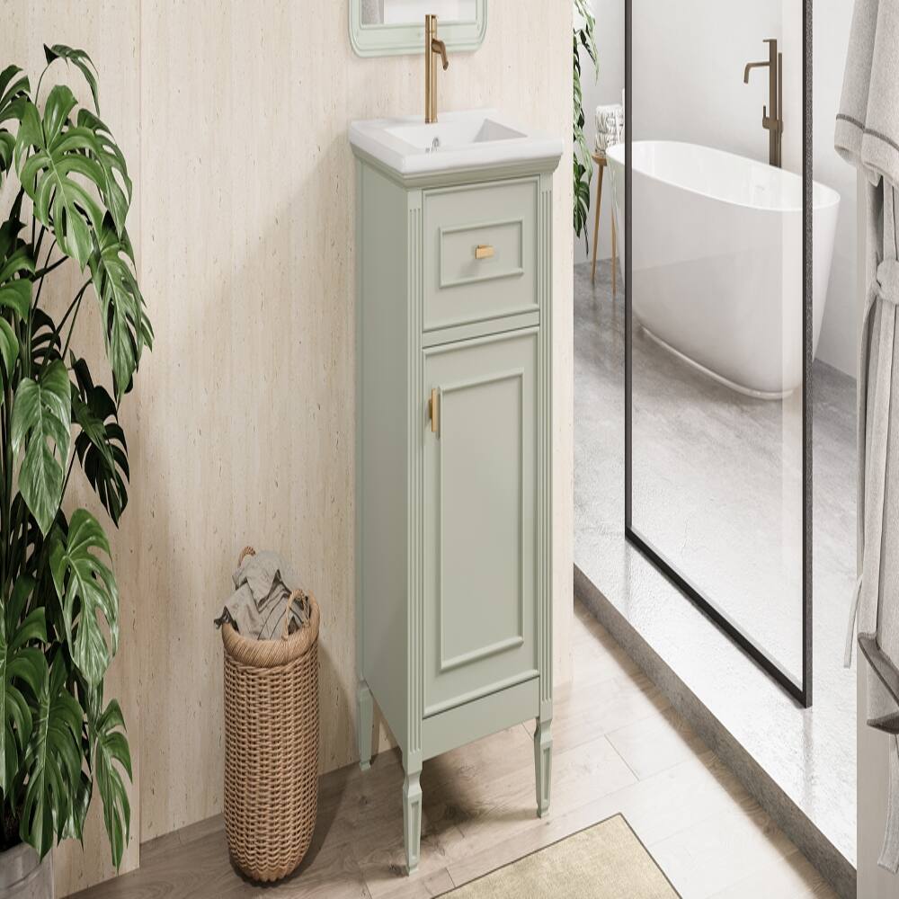 Angle. Loheer - Loheer 20 inch green bathroom vanity with ceramic sink and solid wood legs - Green.