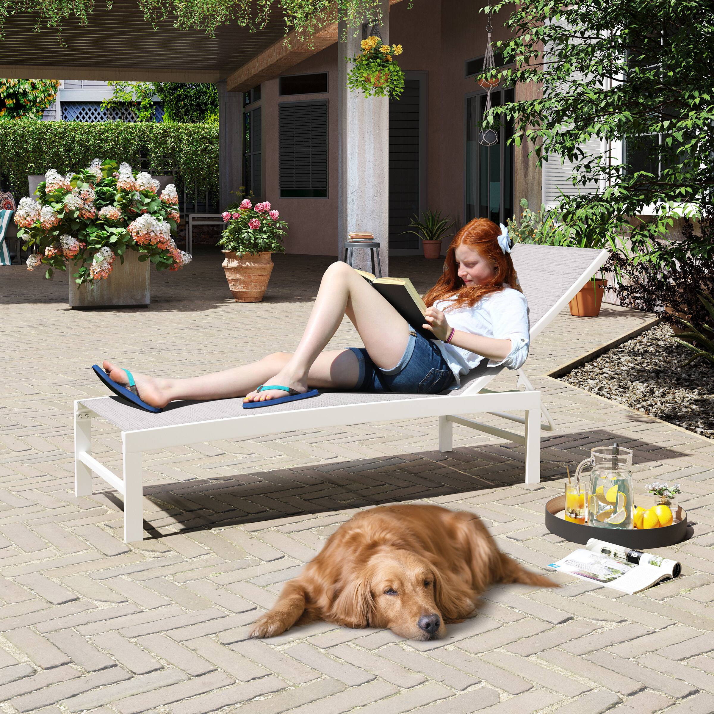 Left. Crestlive Products - Crestlive Products Outdoor Adjustable Aluminum Chaise Lounge Chair for Patio Pool Terrace - Multi-color.