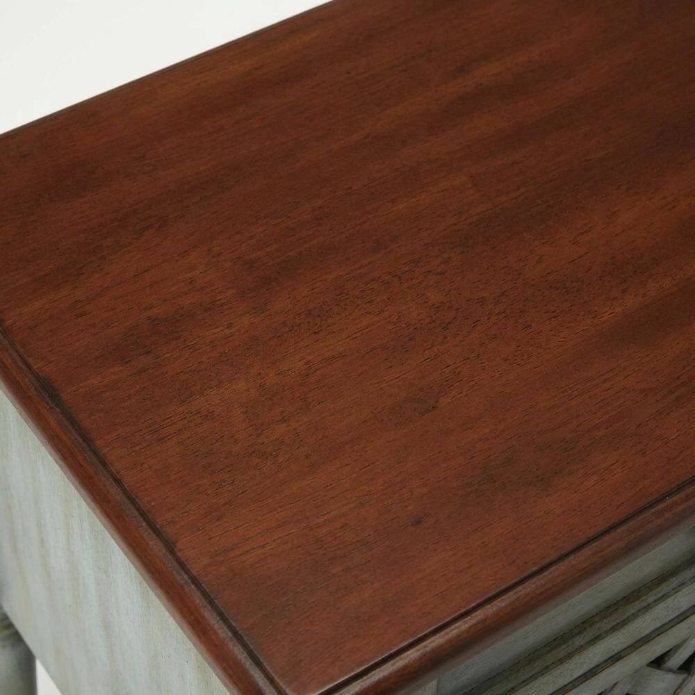 Alt View 2. Starlight Canyon Home - Rustic Nightstand with Drawer, Traditional Wood Side Table for Bedroom - Green.