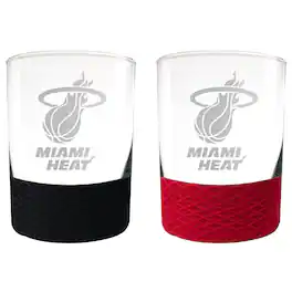 Great American Products - Miami Heat 14oz. Commissioner Rocks Glass Two-Piece Set - Multicolor