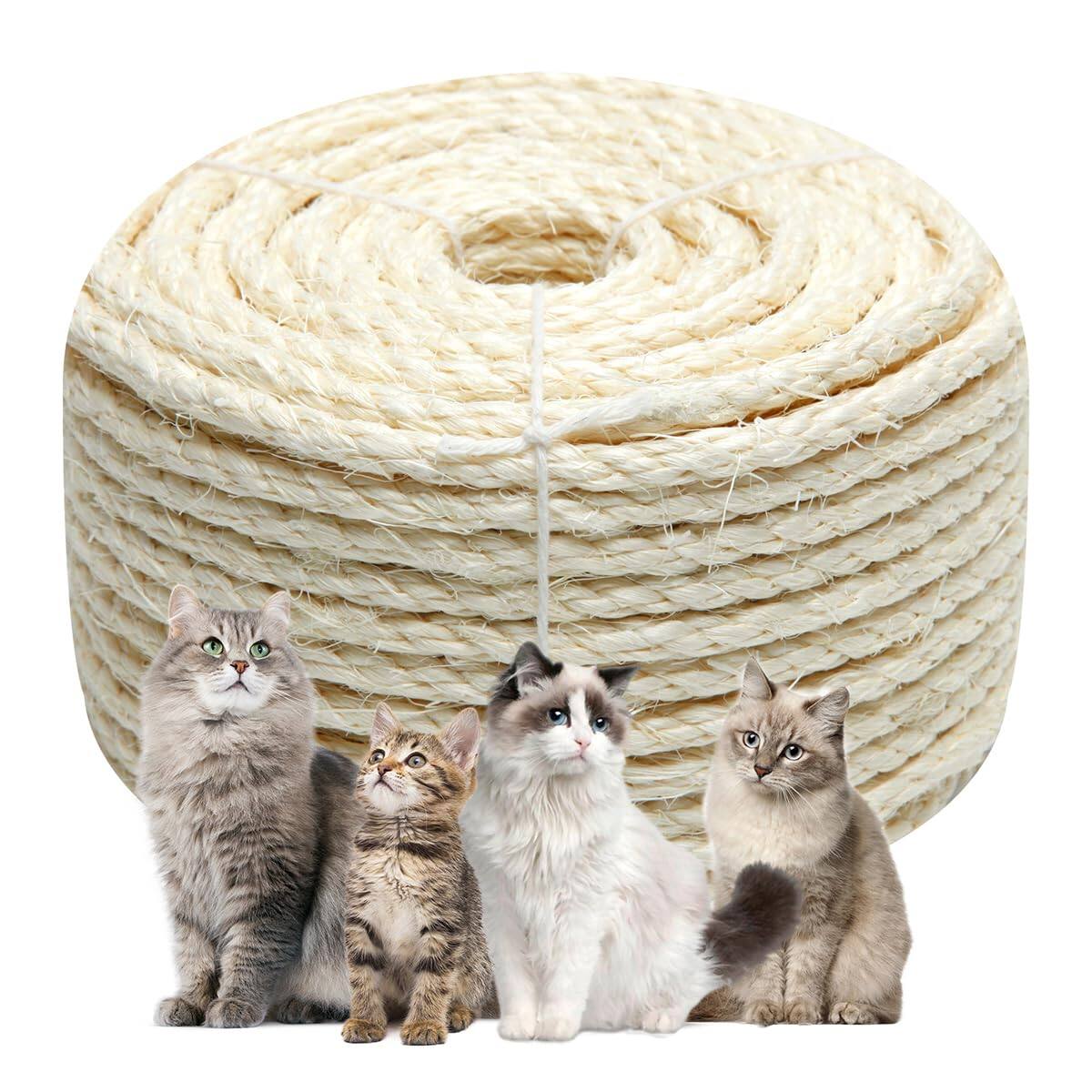Front. Hirose Alice - Cat Sisal Rope 164-feet For Scratcher Repair And Replace Diy Twine Tree Tower Carpet Mat Kicker House Pet C - White 1/4 inch by 65ft.
