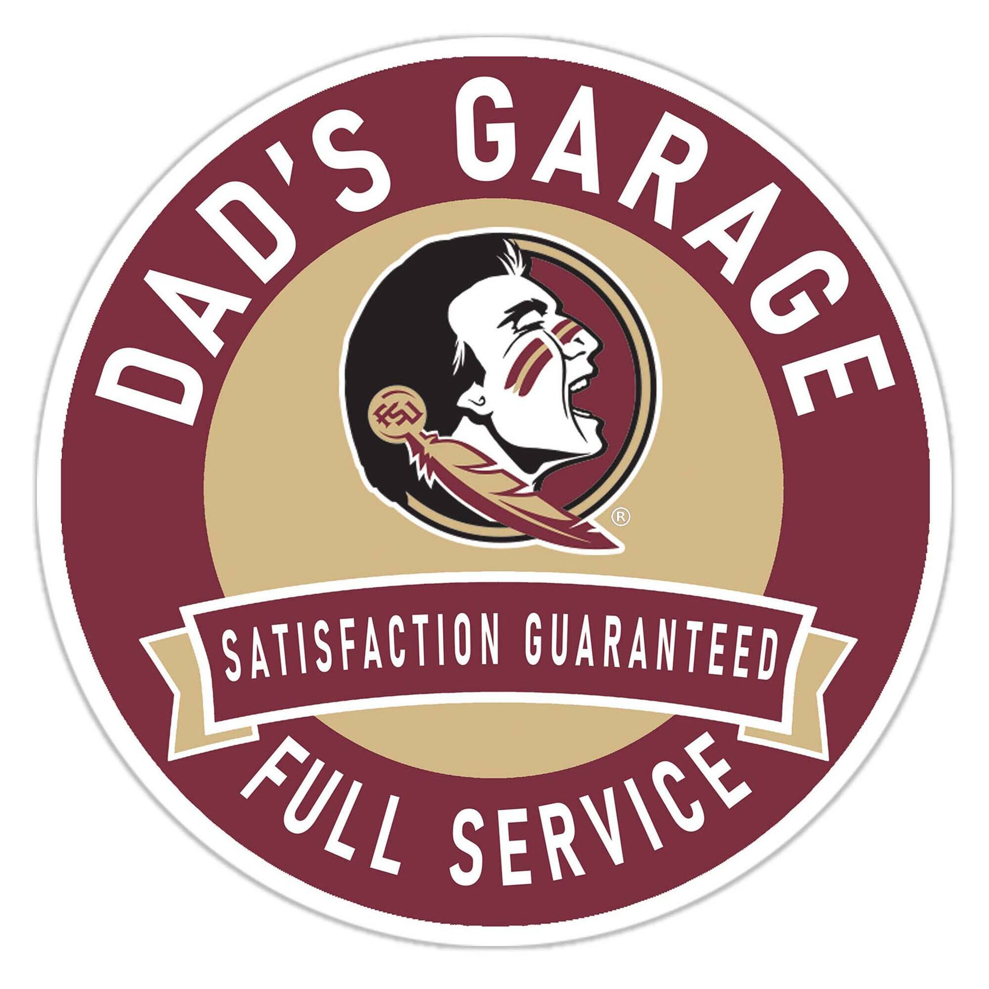 Florida State Seminoles 16" Dad's Garage Wood Sign
