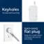 Keyholes for easy wall mounting, Space-saving flat plug easily fits in tight spaces and leaves the second outlet free.