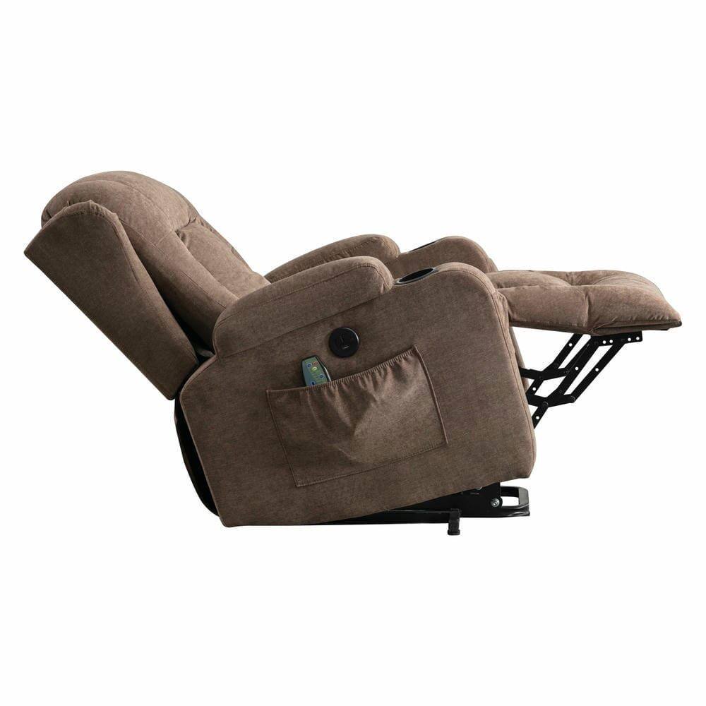 Alt View 7. Kadyn - Power Lift Recliner Chair, 8-Point Massage & Heat, 150° Recline, USB Port, Brown - Brown.