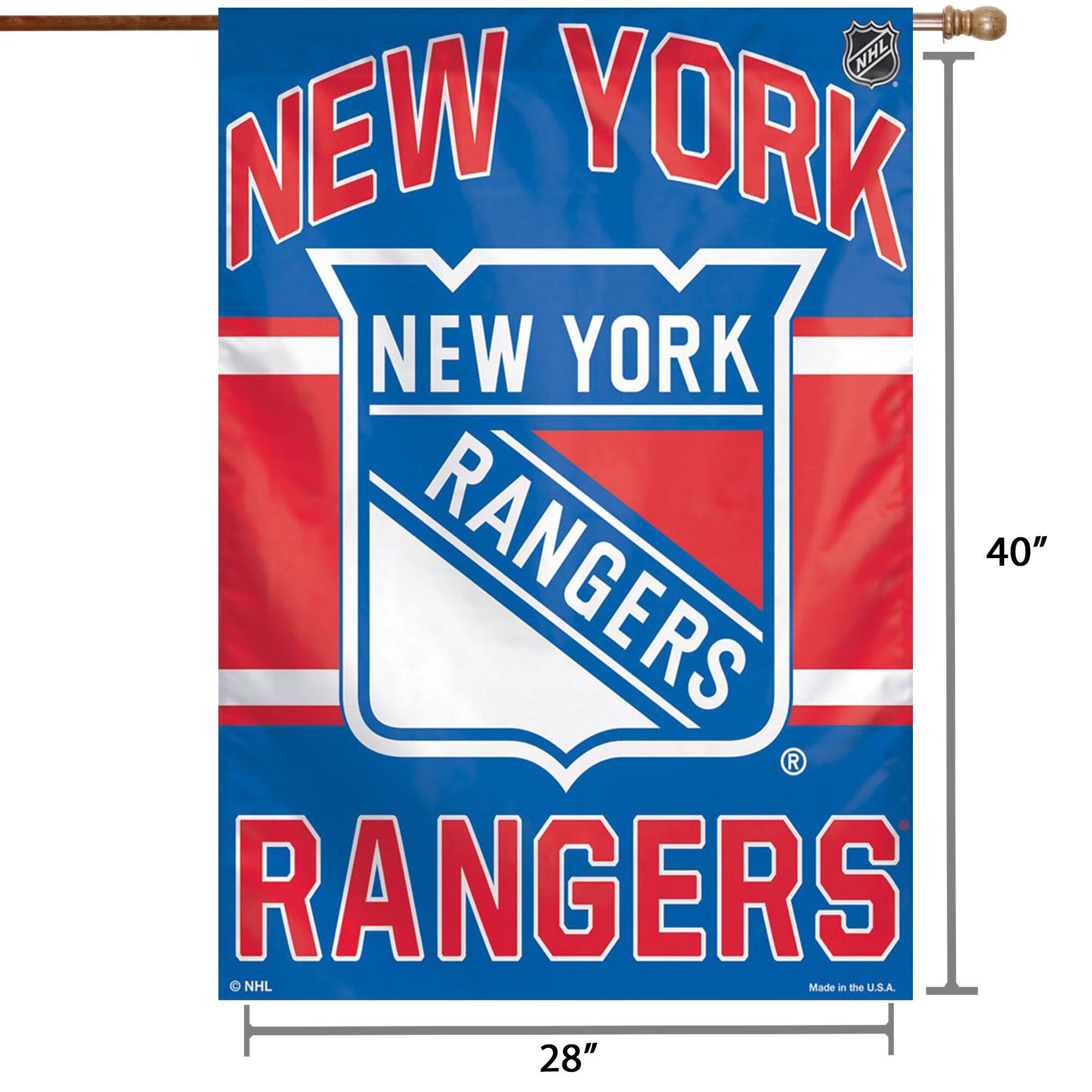 NHL  
NEW YORK  
NEW YORK  
RANGERS  
RANGERS  
Made in the U.S.A.  
40"  
28"