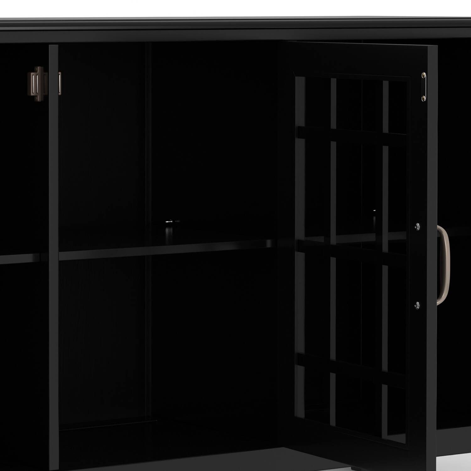 Alt View 4. Simpli Home - Connaught SOLID WOOD 60 inch Wide Traditional Wide Storage Cabinet Buffet in Black - Black.