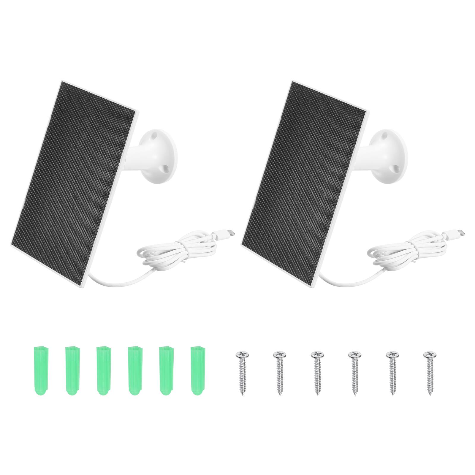 Front. Unique Bargains - 2pcs Solar Panel for Ring Camera, 3W 6V USB Solar Panel Charger with 6ft Type-C Port Cable 360°Adjustable Wall Mount - White.