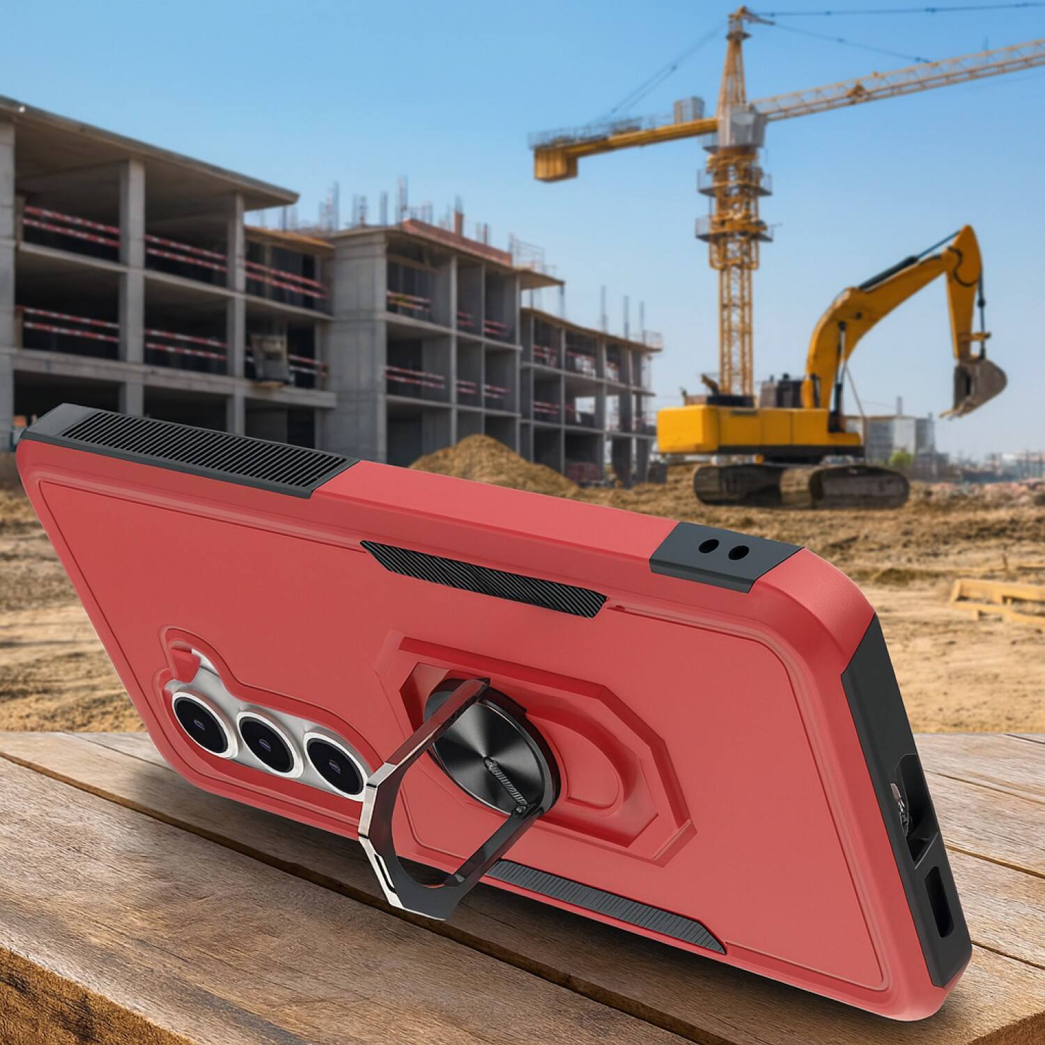 Alt View 4. SaharaCase - Raider Series Kickstand Case for Samsung Galaxy S25 FE - Viper Red - Red.