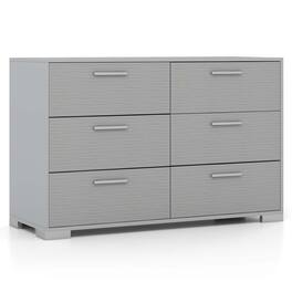 Costway - 6 Drawer Storage Cabinet with Metal Legs & Handles Anti-Toppling Devices - Gray