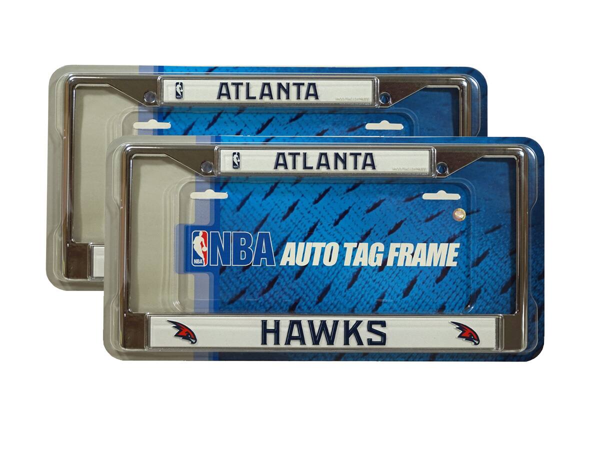 Atlanta Hawks Basketball Chrome Metal License Plate Frame - Set of 2 Frames