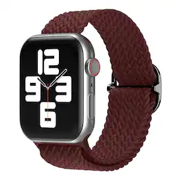 StrapsCo - Braided Stretch Band Nylon Watch Strap For Apple Watch - 44mm/45mm/46mm/49mm (Short-Medium) - Cherry