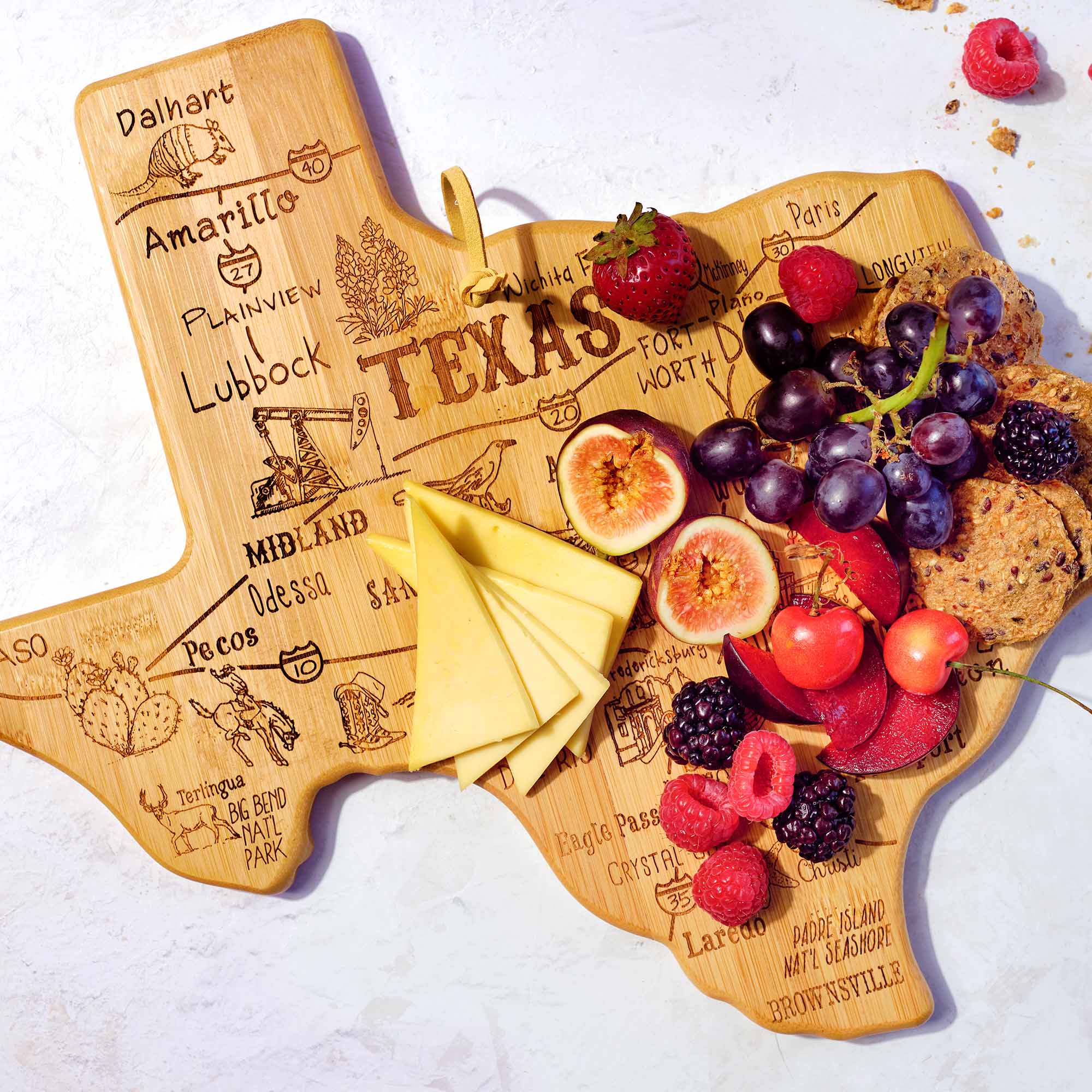 Dalhart  
Amarillo  
Plainview  
Lubbock  
Midland  
Odessa  
Pecos  
Terlingua  
Big Bend Natl Park  
Eagle Pass  
Crystal City  
Laredo  
Padre Island Natl Seashore  
Brownsville  
Paris  
Wichita Falls  
Fort Worth  
San Antonio