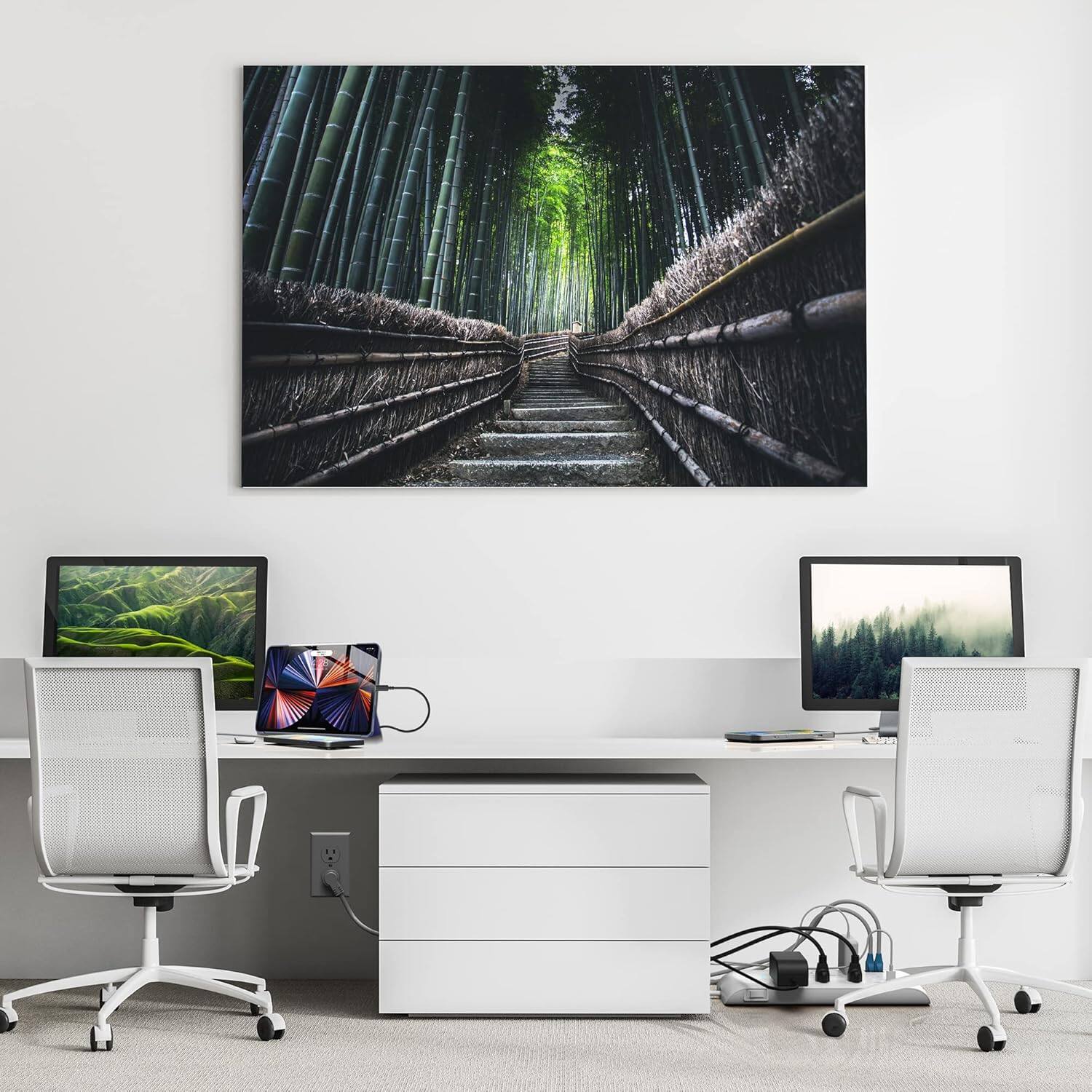 Alt View 5. Monster - Heavy Duty Surge Protector Power Strip 6 ft Cord with 12 120V-Outlet Extension, 2 Ethernet Switch Ports, 4050J Rating - White.