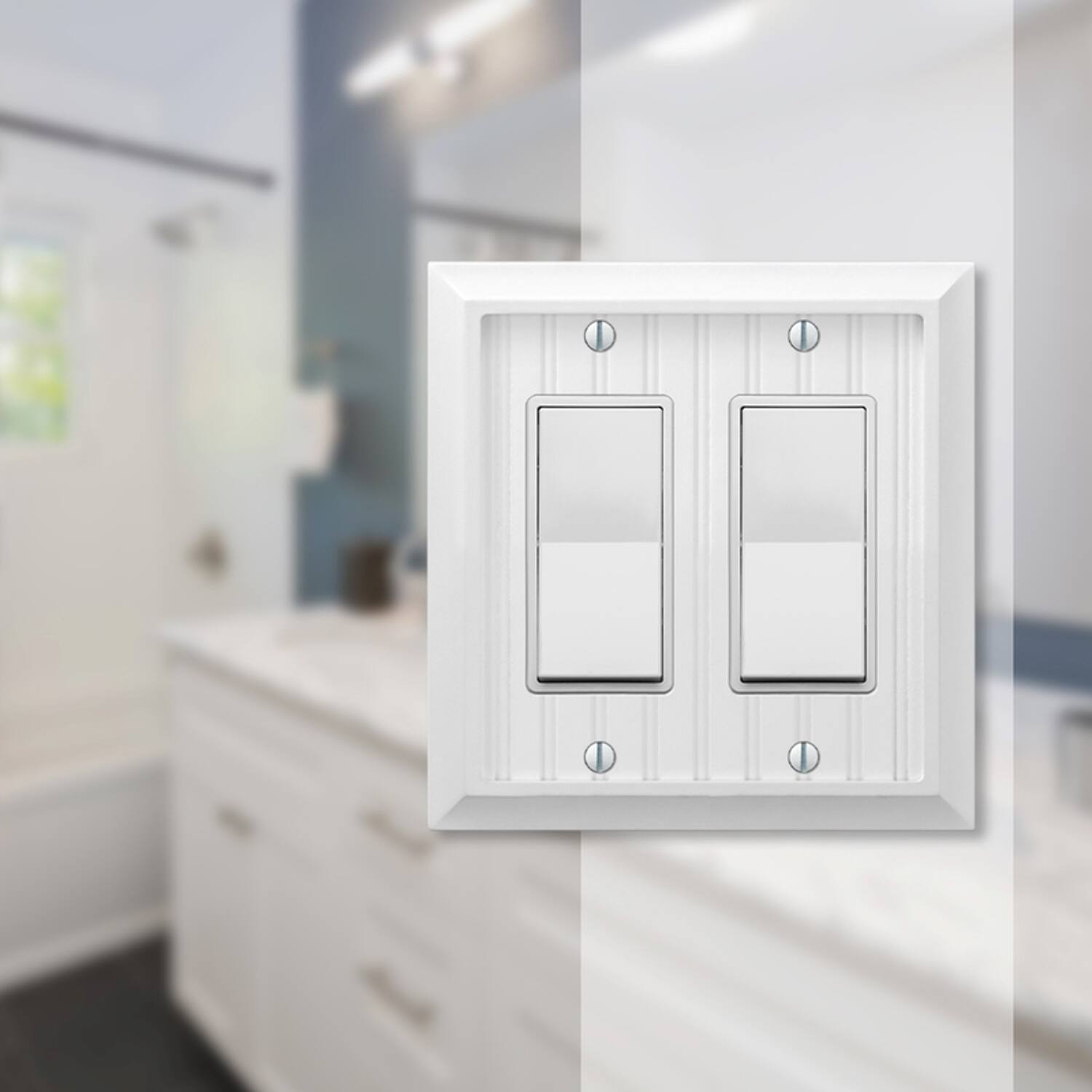 Left. AMERELLE - Amerelle Cottage White 2 gang Wood Decorator Wall Plate 1 pk - White.