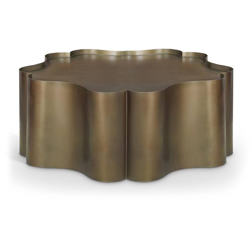 Front. Meridian Furniture - Eloise Brass Iron Coffee Table - Brown.