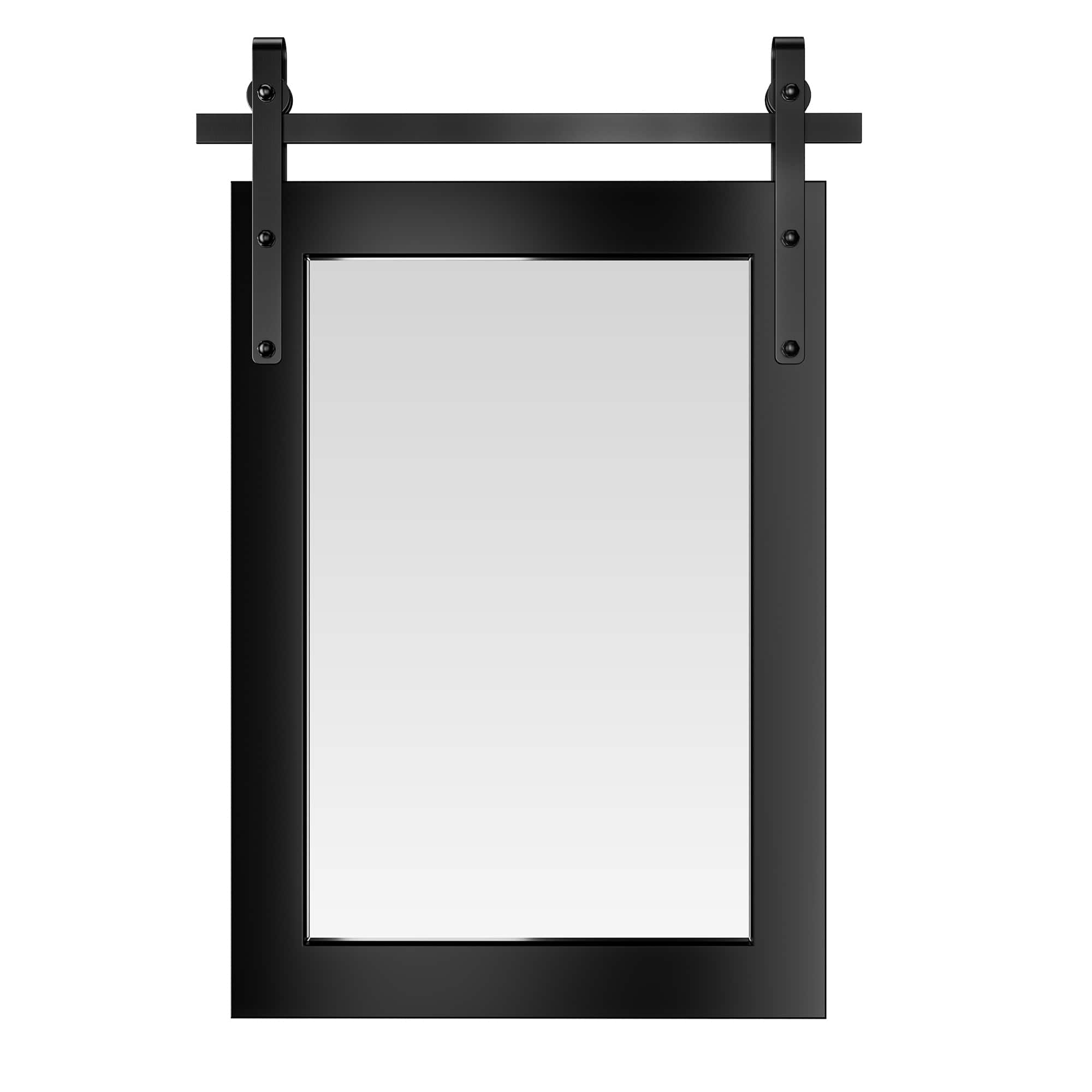 Front. LOVMOR - Rectangle Framed Wall Bathroom Vanity Mirror Accent Mirror - 18" x 26" - Black.