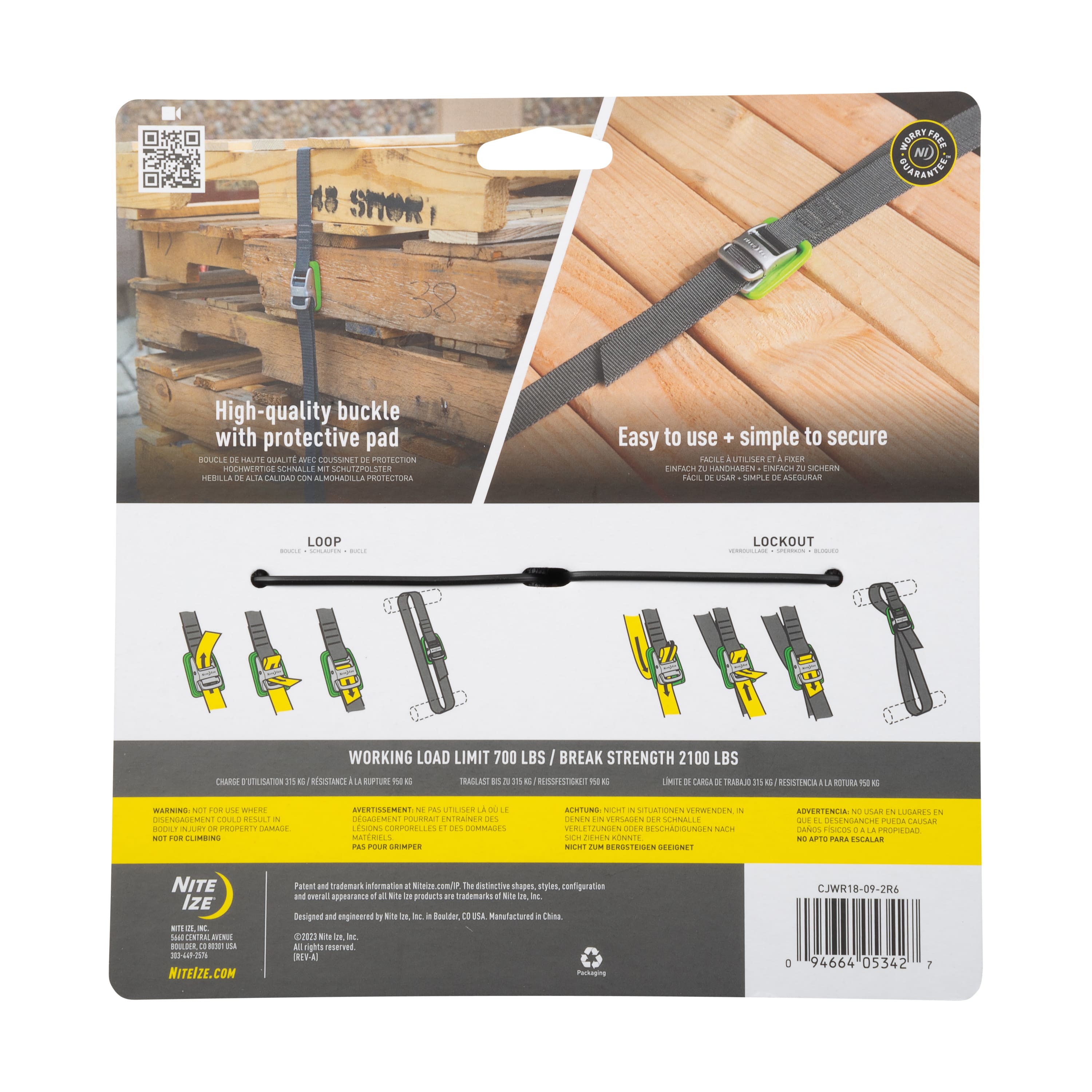 Nite Ize CamJam Tie Down Strap 18 ft. 2 Pack Charcoal/Lime CJWR18-09 ...