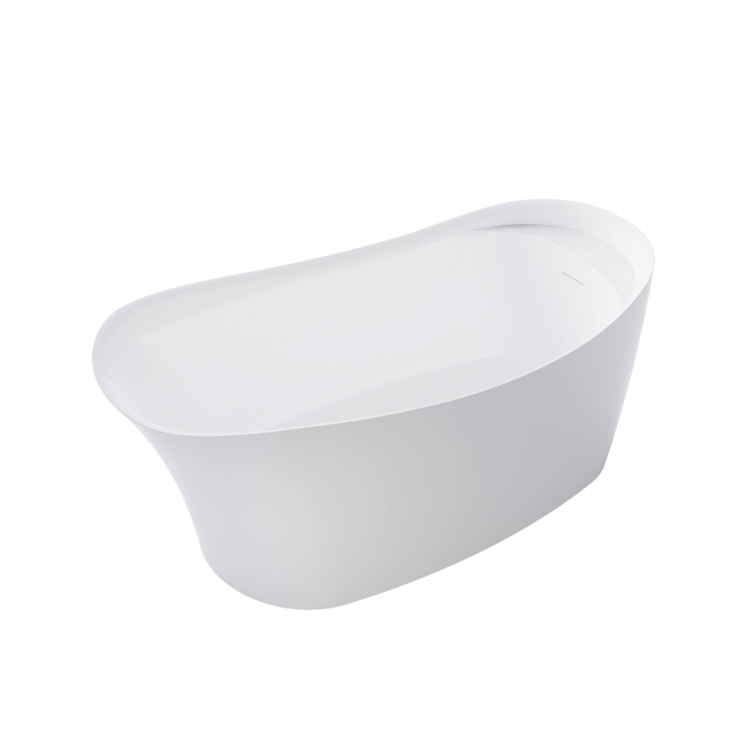 Alt View 9. WELLFOR - Cozy 68 in. Acrylic Flat Bottom Double Ended Freestanding Soaking  Bathtub with Drain and Overflow - White.