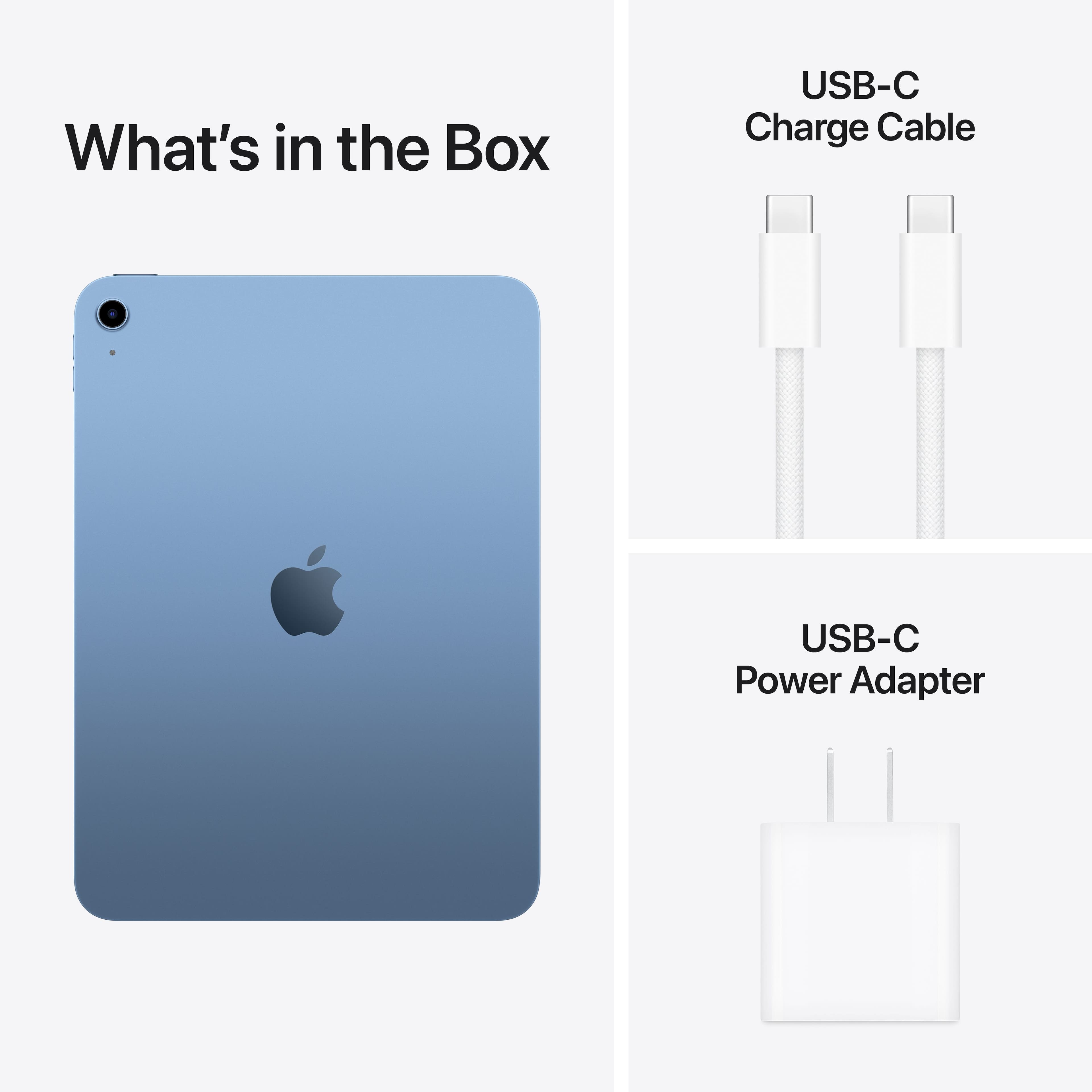 What's in the Box: USB-C Charge Cable and USB-C Power Adapter